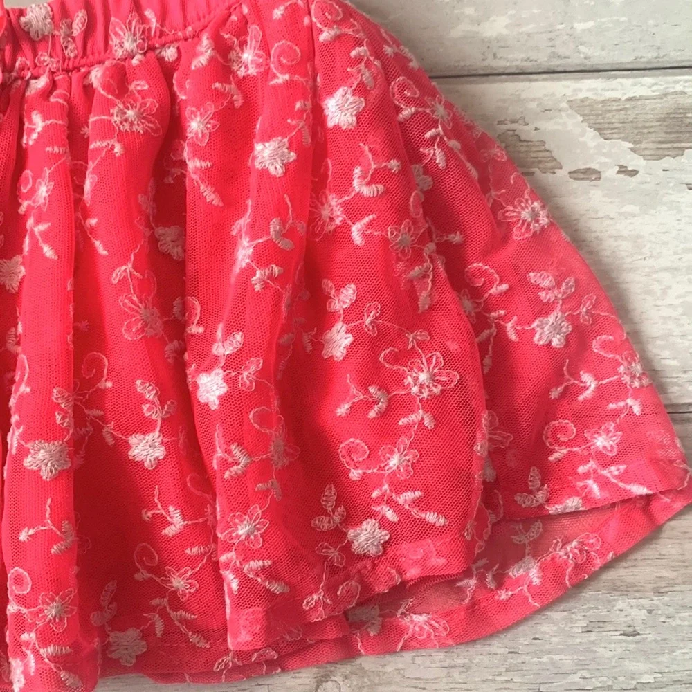 Girls 12m Hot Pink Floral Skirt Tulle Flowers Tutu Genuine Kids Baby Toddler